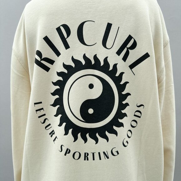 Ripcurl Run Swim Leisure Fleece Sweatshirt Long Sleeve Oversized Off White S NWT - Picture 6 of 16